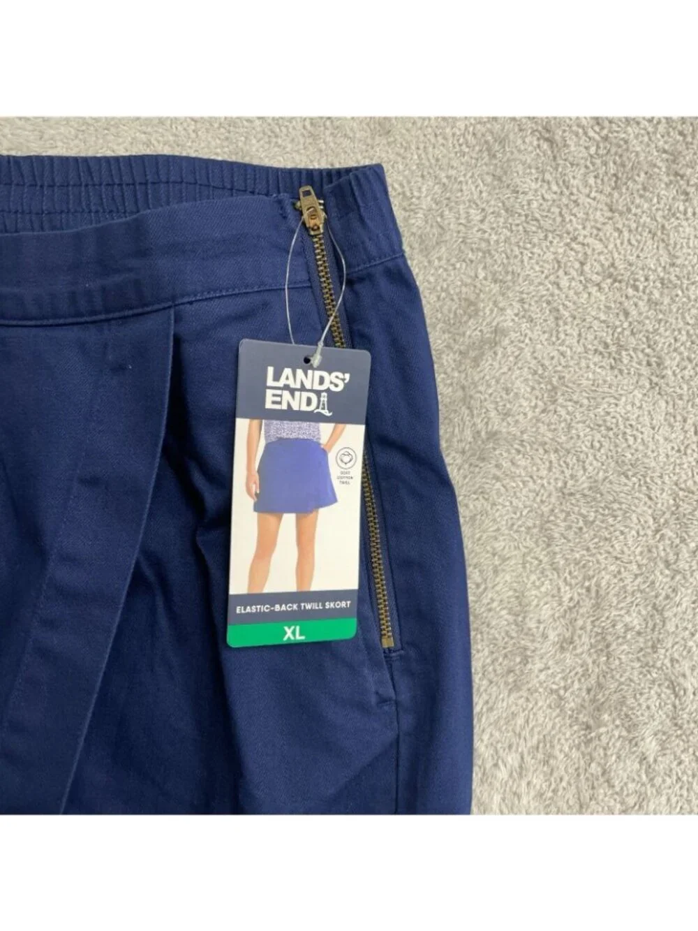 NWT Lands' End Women's XL Elastic-Back Twill Wrap Skorts Soft Cotton Navy  B0932